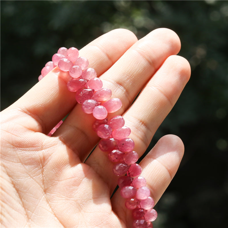 Natural 7A Ruby Beads Briolette Faceted 5-6x6-9mm Hole 0.6mm about 86pcs 20cm strand