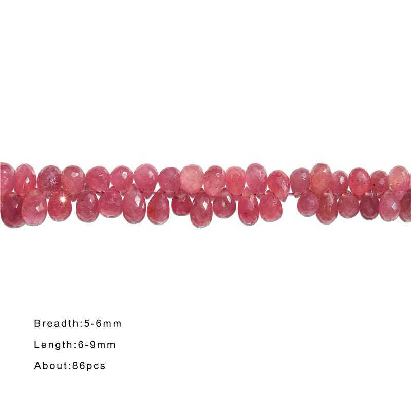 Natural 7A Ruby Beads Briolette Faceted 5-6x6-9mm Hole 0.6mm about 86pcs 20cm strand