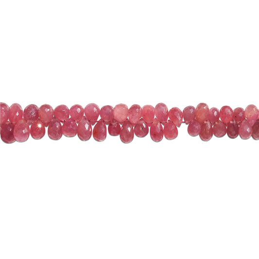 Perles Rubis naturel 7A Briolette facette 5-6x6-9mm trou 0.6mm Environ 86pcs Fil de 20cm