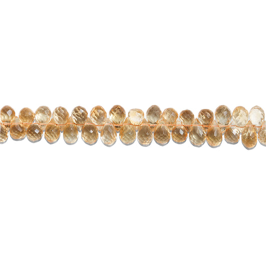 Natural 7A Yellow Citrine Beads Briolette Faceted 5-6x7-9mm Hole 0.6mm about 77pcs 20cm strand