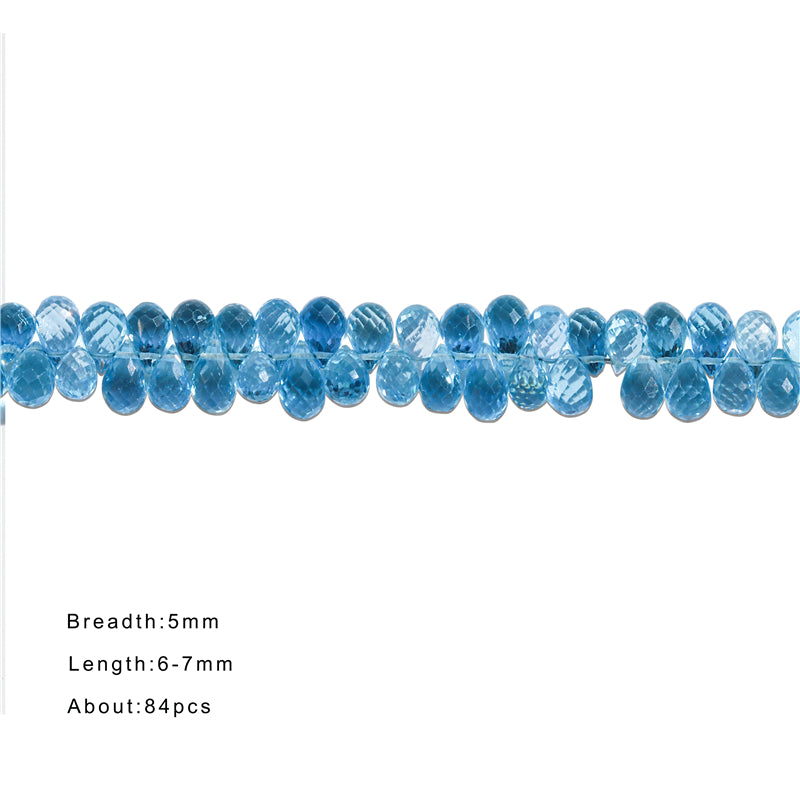 Натуральные 7А Бусины Голубой Топаз Бриолет Гранёные 5х6-7мм Отв.0.6мм примерно 84шт. Длина 20см