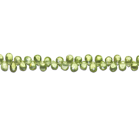 Perline di peridoto naturale 7A a goccia piatta sfaccettata 6x7-8mm Foro 0,6 mm circa 56 pezzi filo da 20 cm