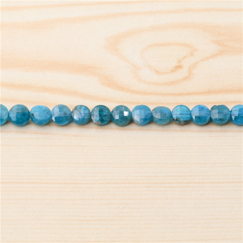 Natural Apatite Beads Flat Round Faceted 6mm Hole 0.8mm about 68pcs 39cm strand