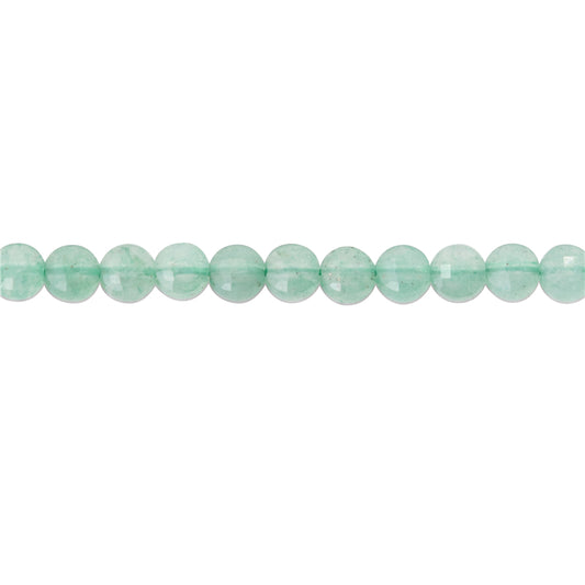 Natural Green Aventurine Beads Flat Round Faceted 6mm Hole 0.8mm about 68pcs 39cm strand