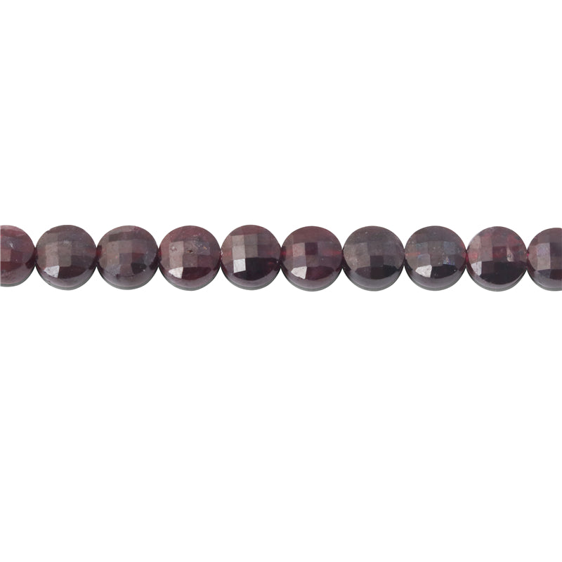 Perles Grenat Rouge Naturel Rond Plat Facette Trou 4mm 0.6mm Environ 95pcs Fil de 39cm