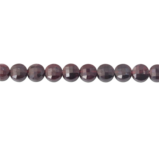 Perline di granato rosso naturale, tonde e piatte sfaccettate, foro da 6 mm, 0,8 mm, circa 68 pezzi, filo da 39 cm