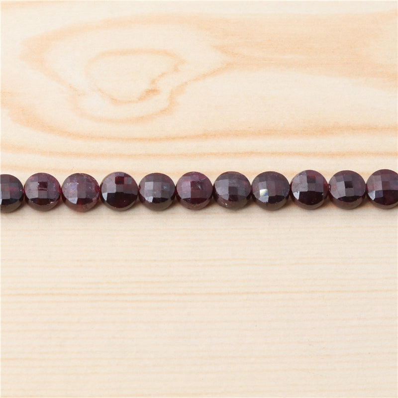 Natural Red Garnet Beads Flat Round Faceted 4mm Hole 0.6mm about 95pcs 39cm strand