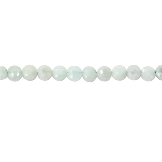 Perles Jade B naturelles rondes et plates à facettes trou 6mm 0.8mm environ 68pcs sur fil 39cm