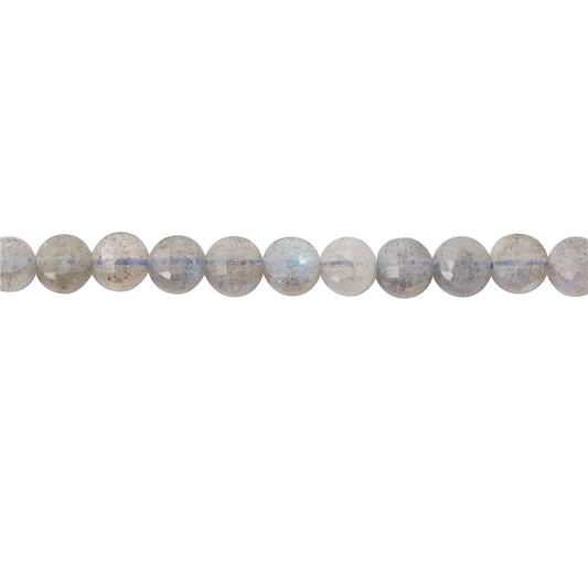 Perles Labradorite naturelle ronde plate facette 6mm trou 0.8mm environ 68pcs 39cm sur fil