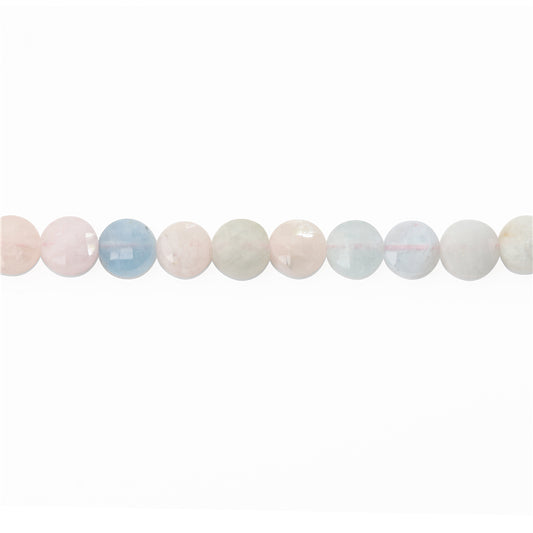 Natural Morganite Beads Flat Round Faceted 6mm Hole 0.8mm about 68pcs 39cm strand