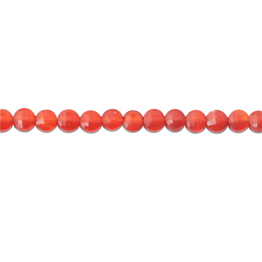 Natural Red Agate Beads Flat Round Faceted 6mm Hole 0.8mm about 68pcs 39cm strand