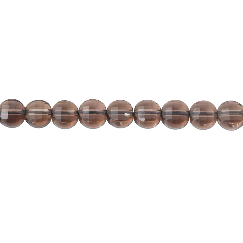 Natural Smoky Quartz Beads Flat Round Faceted 6mm Hole 0.8mm about 68pcs 39cm strand