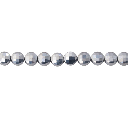 Natural Terahertz Beads Flat Round Faceted 6mm Hole 0.8mm about 68pcs 39cm strand