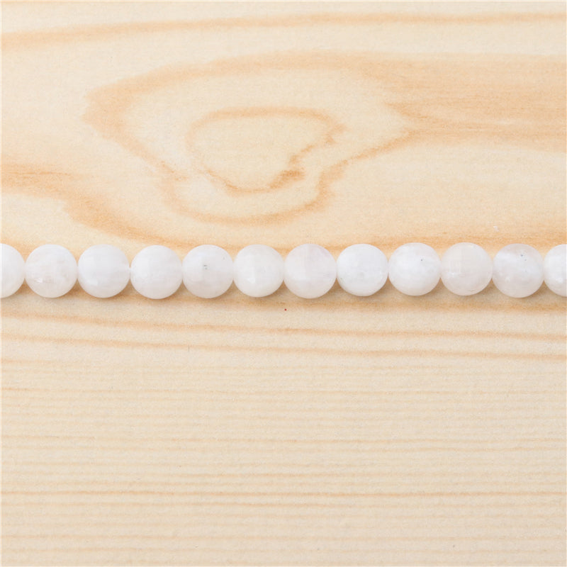 Natural Moonstone Beads Flat Round Faceted 6mm Hole 0.8mm about 68pcs 39cm strand