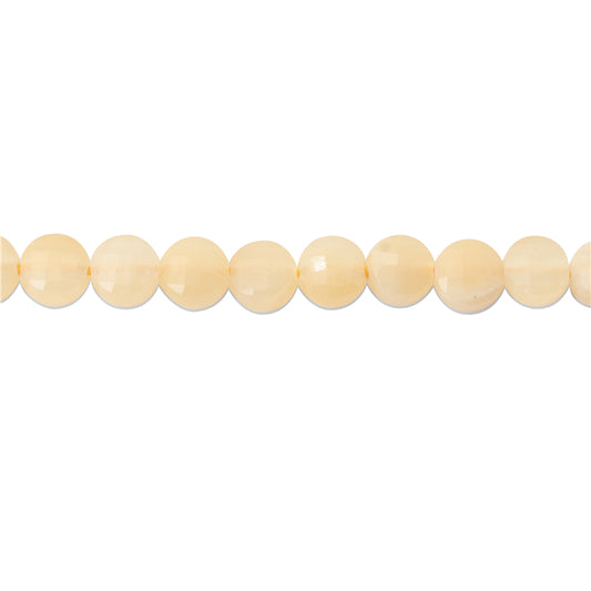Natural Yellow Jade Beads Flat Round Faceted 6mm Hole 0.8mm about 68pcs 39cm strand