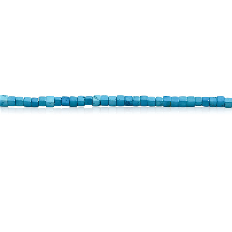 Blaue türkisfarbene Perlen, Würfel, 2,5 mm, Loch 0,7 mm, ca. 153 Stück, 39 cm Strang