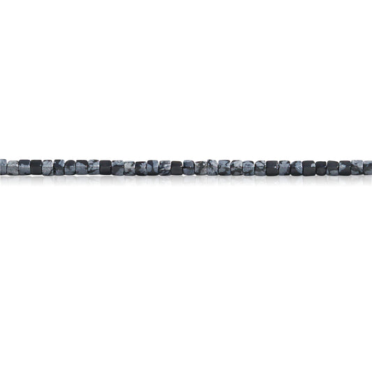 Natürliche Schneeflocken-Obsidian-Perlen, Würfel, 2,5 mm, Loch 0,7 mm, ca. 153 Stück, 39 cm Strang