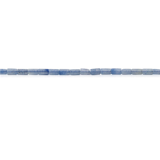 Perles Aventurine bleue naturelle tube 2x4mm trou 0.8mm environ 97pcs 39cm sur fil