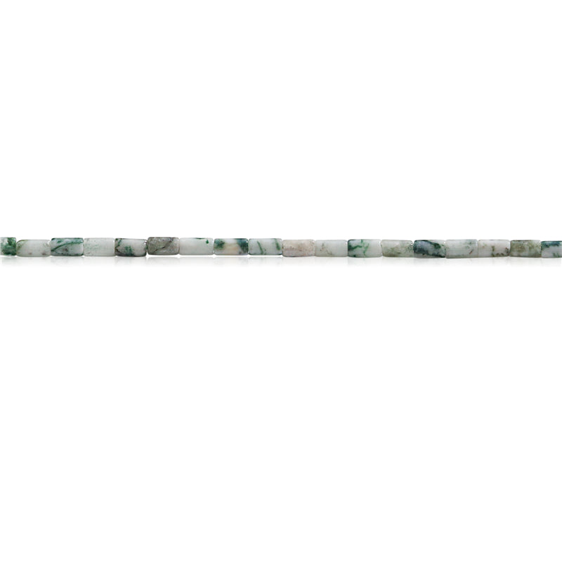 Natürliche dendritische Achatperlen, Röhre, 2 x 4 mm, Loch 0,8 mm, ca. 97 Stück, 39 cm Strang