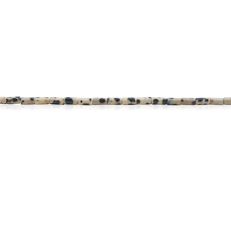 Natural Dalmatian Beads Tube 2x4mm Hole 0.8mm about 97pcs 39cm strand