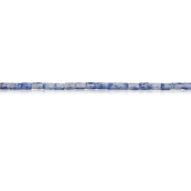 Natürliche, gepunktete, weiß-blaue Perlen, rechteckig, 2x4 mm, Loch 0,7 mm, ca. 97 Stück, 39 cm Strang