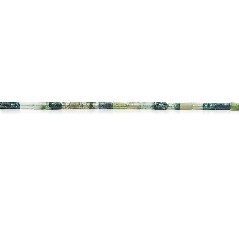 Natural Moss Agate Beads Tube 2x4mm Hole 0.8mm about 97pcs 39cm strand