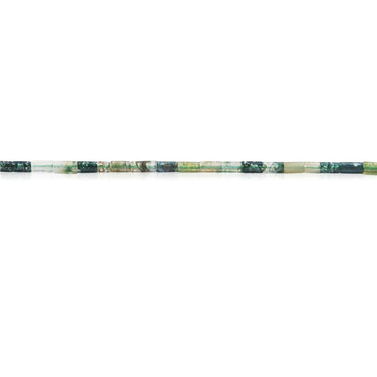 Natural Moss Agate Beads Tube 2x4mm Hole 0.8mm about 97pcs 39cm strand