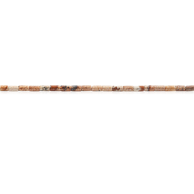 Natürliche Bild-Jaspis-Perlen, Röhre, 2 x 4 mm, Loch 0,8 mm, ca. 97 Stück, 39 cm Strang