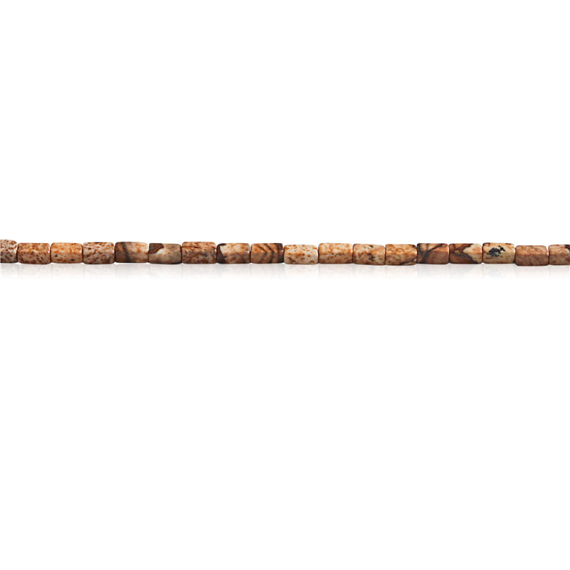 Natürliche Bilderperlen, rechteckig, 2 x 4 mm, Loch 0,7 mm, ca. 97 Stück, 39 cm Strang