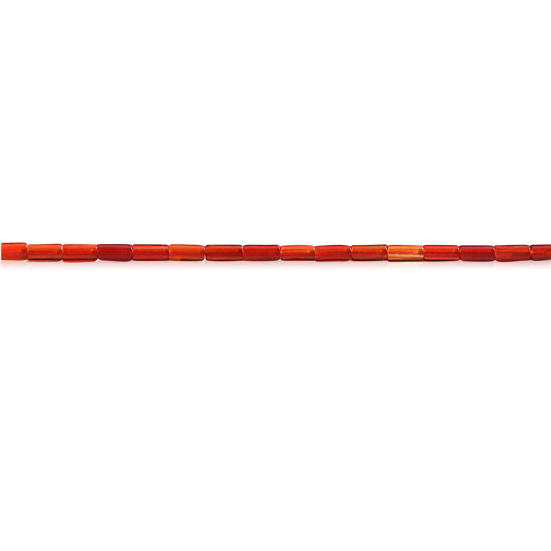 Natürliche rote Achatperlen, Röhre, 2 x 4 mm, Loch 0,8 mm, ca. 97 Stück, 39 cm Strang