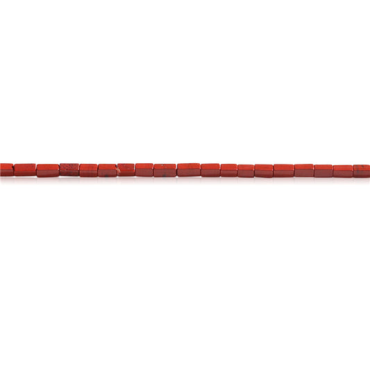 Natürliche rote Jaspisperlen, rechteckig, 2 x 4 mm, Loch 0,7 mm, ca. 97 Stück, 39 cm Strang