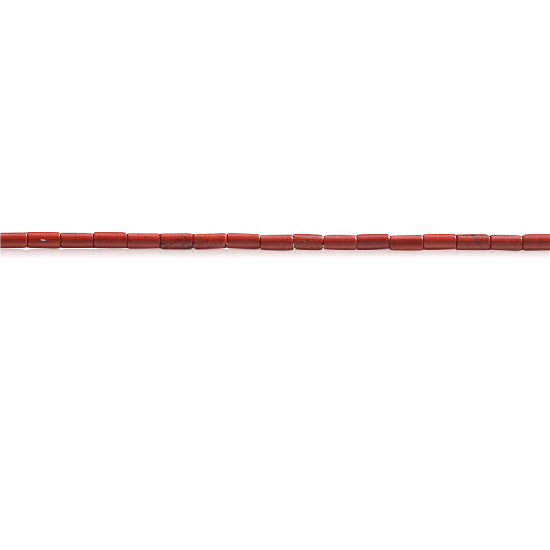 Natürliche rote Jaspisperlen, Röhre, 2 x 4 mm, Loch 0,8 mm, ca. 97 Stück, 39 cm Strang