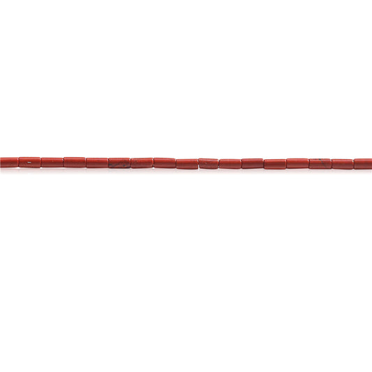 Natürliche rote Jaspisperlen, Röhre, 2 x 4 mm, Loch 0,8 mm, ca. 97 Stück, 39 cm Strang