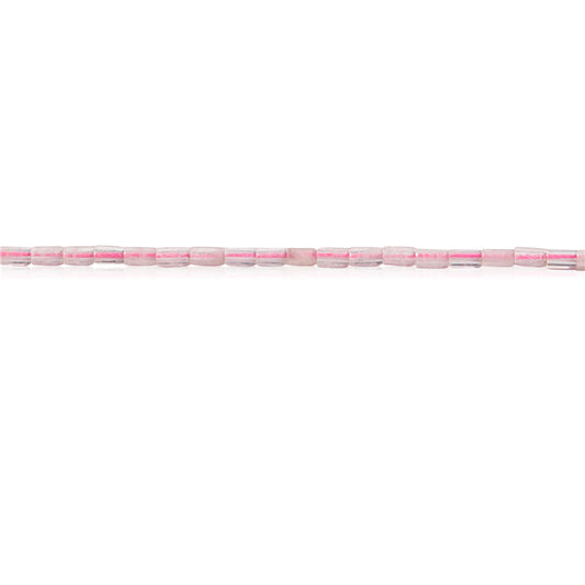 Tubo de contas de quartzo rosa natural 2x4mm furo 0,8mm cerca de 97pcs 39cm fio