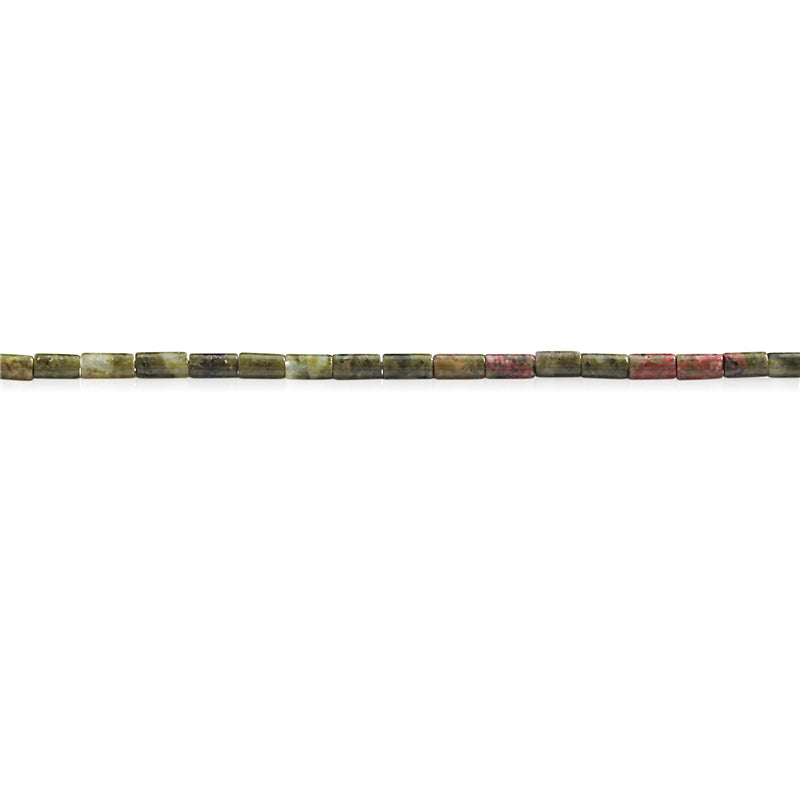 Perles Unakite naturelle tube 2x4mm trou 0.8mm environ 97pcs 39cm sur fil