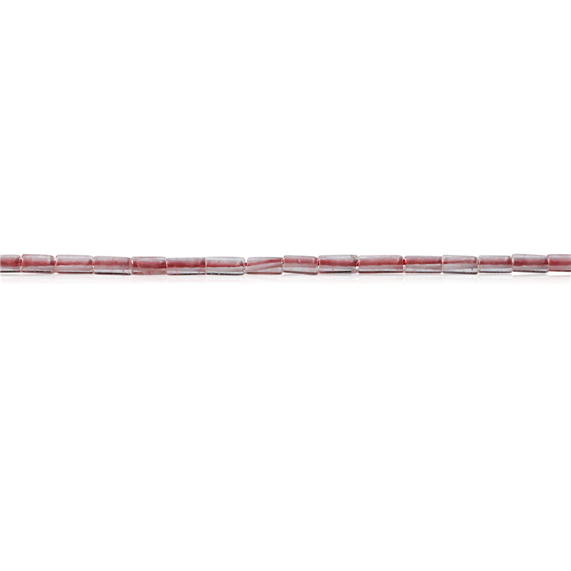 Natürliche rote Wassermelonenperlen, Röhre, 2 x 4 mm, Loch 0,8 mm, ca. 97 Stück, 39 cm Strang