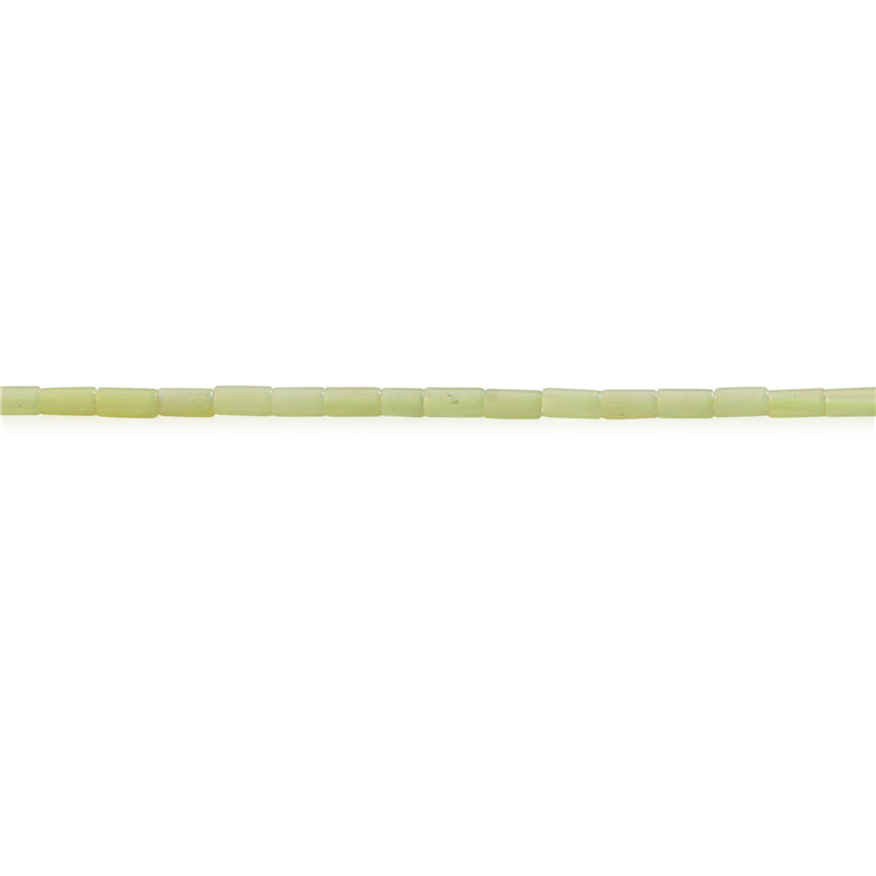 Perles Jade jaune naturel tube 2x4mm trou 0.8mm environ 97pcs 39cm sur fil