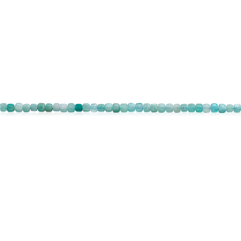 Natural Amazonite Beads Faceted Cube 2.5mm Hole 0.7mm about 156pcs 39cm strand