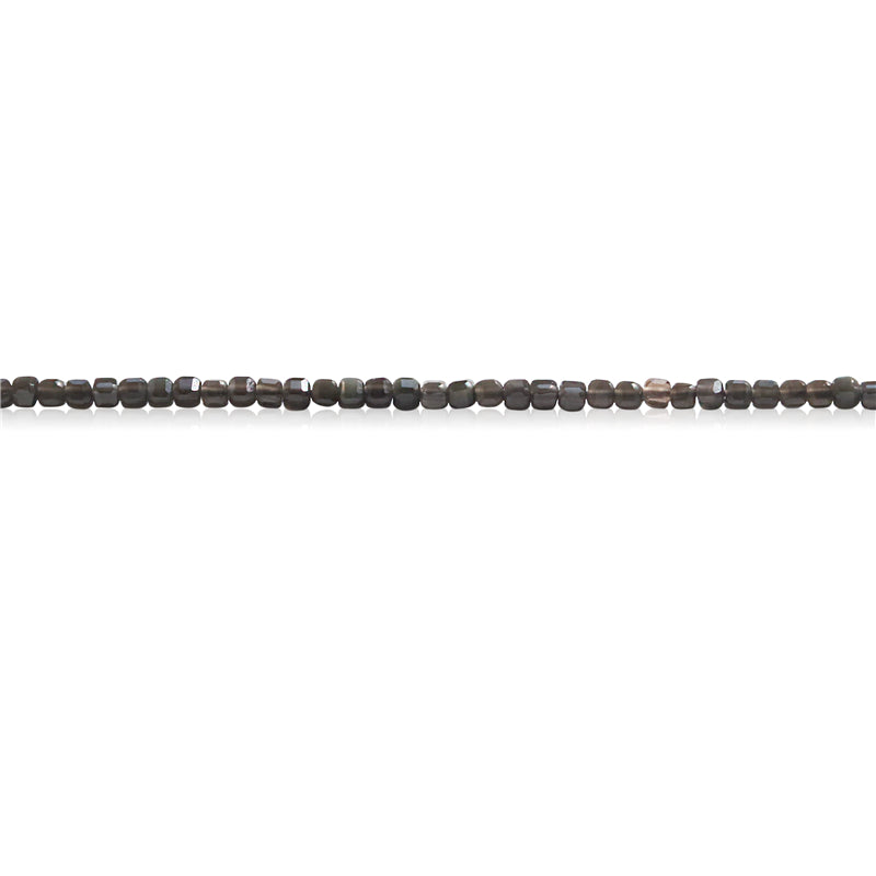 Natürliche schwarze Obsidianperlen, facettierter Würfel, 2,5 mm, Loch 0,7 mm, ca. 156 Stück, 39 cm Strang