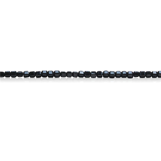 Perles Spinelles noires naturelles Cube facette 2.5mm trou 0.7mm environ 156pcs 39cm sur fil