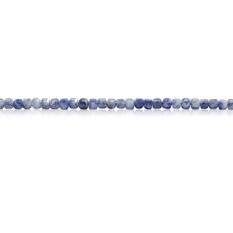 Natural Dot White Blue Beads Faceted Cube 2.5mm Hole 0.7mm about 156pcs 39cm strand