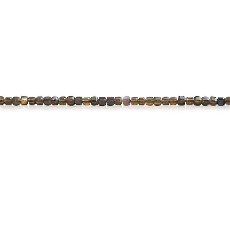 Natürliche goldene Obsidianperlen, facettierter Würfel, 2,5 mm, Loch 0,7 mm, ca. 156 Stück, 39 cm Strang