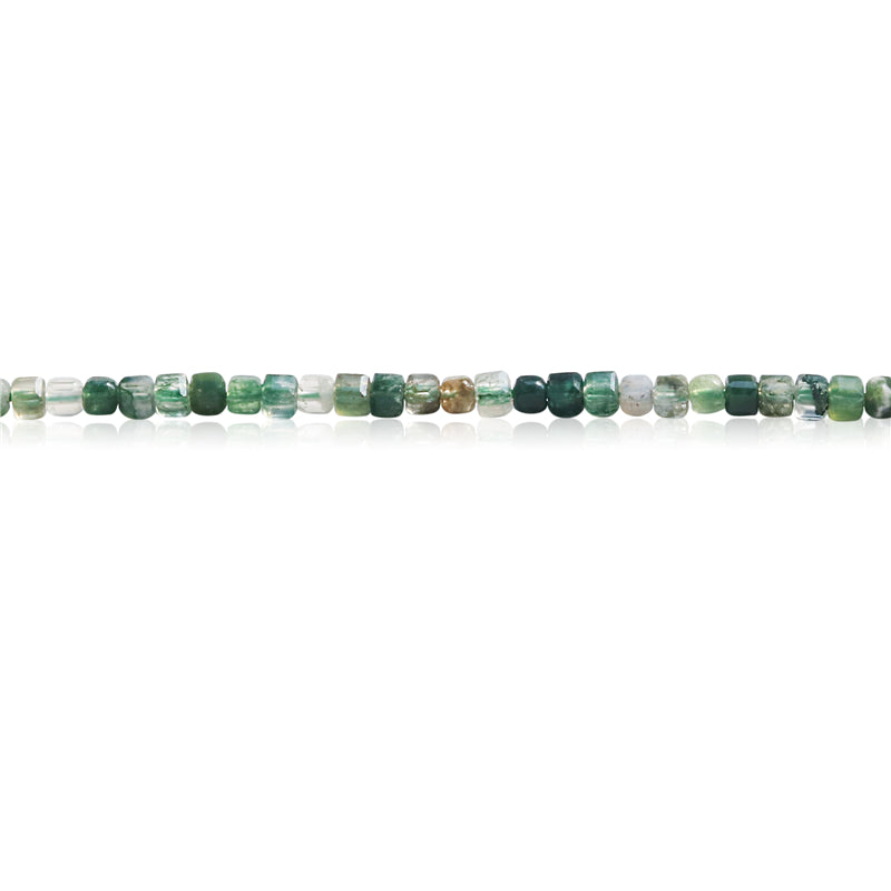 Natural Moss Agate Beads Faceted Cube 2.5mm Hole 0.7mm about 156pcs 39cm strand