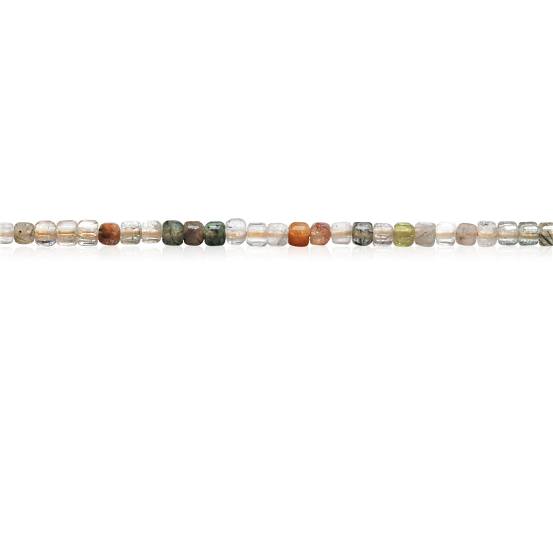 Mélange naturel de perles rutilées en quartz, cube à facettes, trou de 2,5 mm, 0,7 mm, environ 156 pièces sur fil de 39 cm