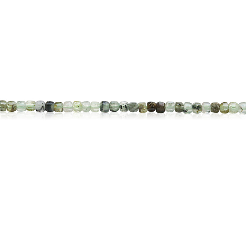 Natürliche Prehnit-Perlen, facettierter Würfel, 2,5 mm, Loch 0,7 mm, ca. 156 Stück, 39 cm Strang