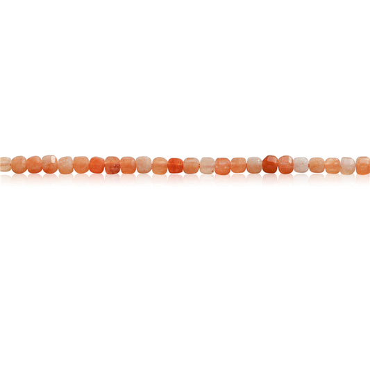 Perles Aventurine rouge naturelle Cube facette 2.5mm trou 0.7mm environ 156pcs 39cm sur fil