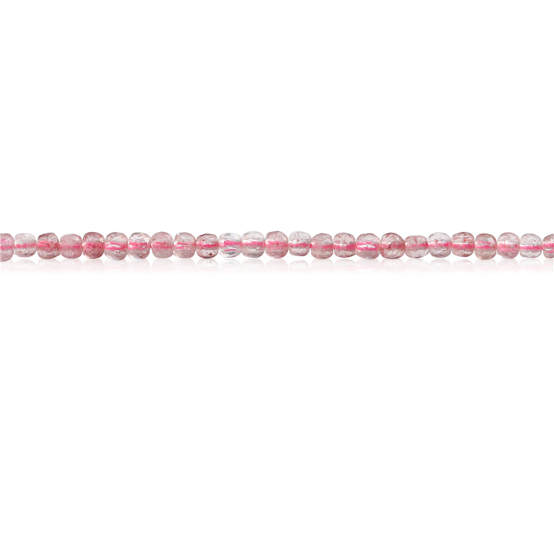 Perles Cristal Naturel Fraise Cube Facettes Trou 2.5mm 0.7mm Environ 156pcs Fil 39cm