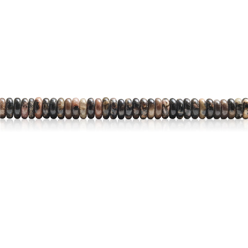 Natural Black Rhodochrosite Beads Heishi 2x6mm Hole 1mm about 189pcs 39cm strand