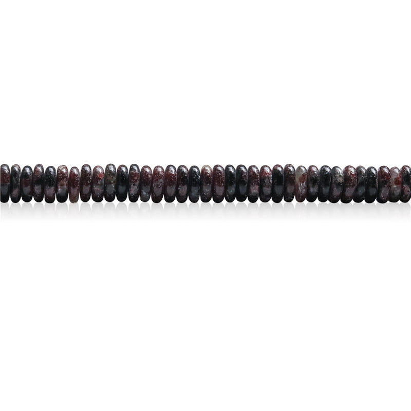 Natürliche Feuerwerks-Granat-Perlen Heishi, 2 x 6 mm, Loch 1 mm, ca. 189 Stück, 39 cm Strang