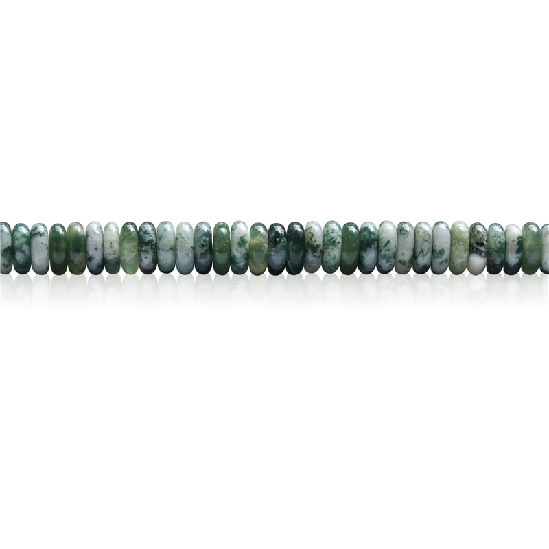 Natürliche Moosachat-Perlen, Heishi, 2 x 6 mm, Loch 1 mm, ca. 189 Stück, 39 cm Strang